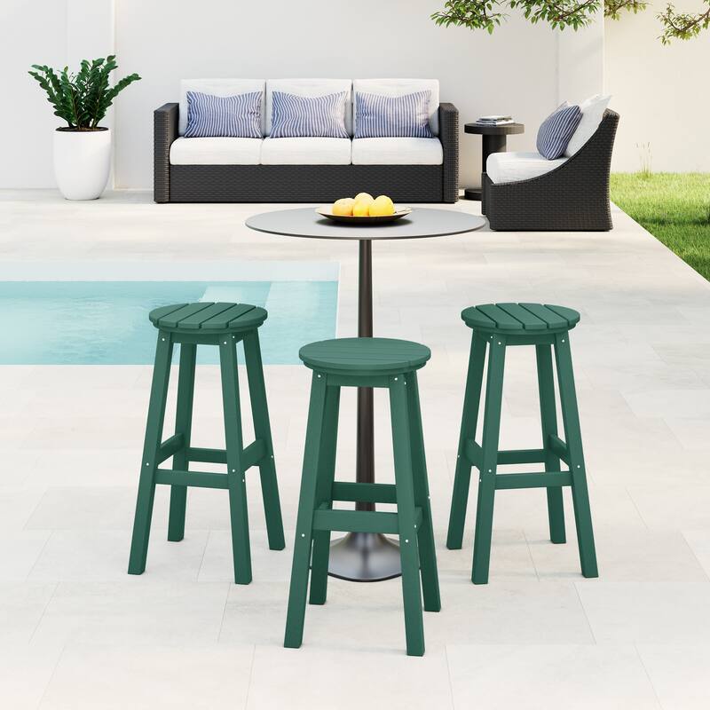 Laguna Hdpe All Weather Outdoor Patio 29" Round Bar Stool (Set Of 3)