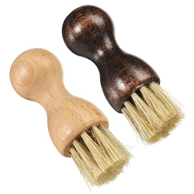 Bristle Shoes Brush, Mini Polish Daubers for Leather Boots Cloth, 1Set - Brown, Wooden Color