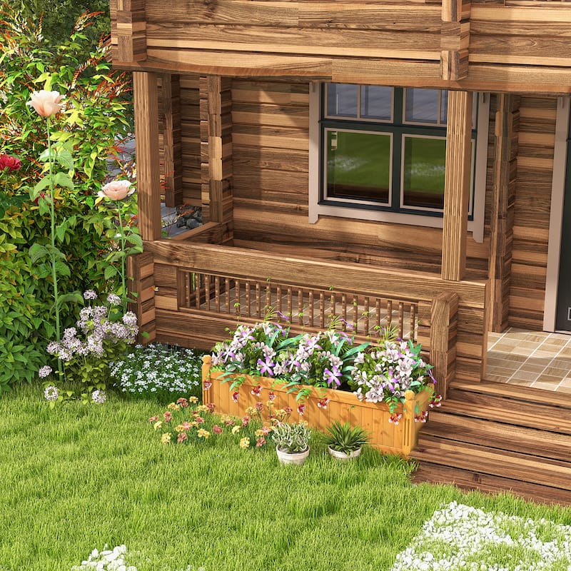 Costway Wooden Rectangular Planter Box Raised Garden Bed for Plants - 43.5'' x 16'' x 14'' (L X W X H)