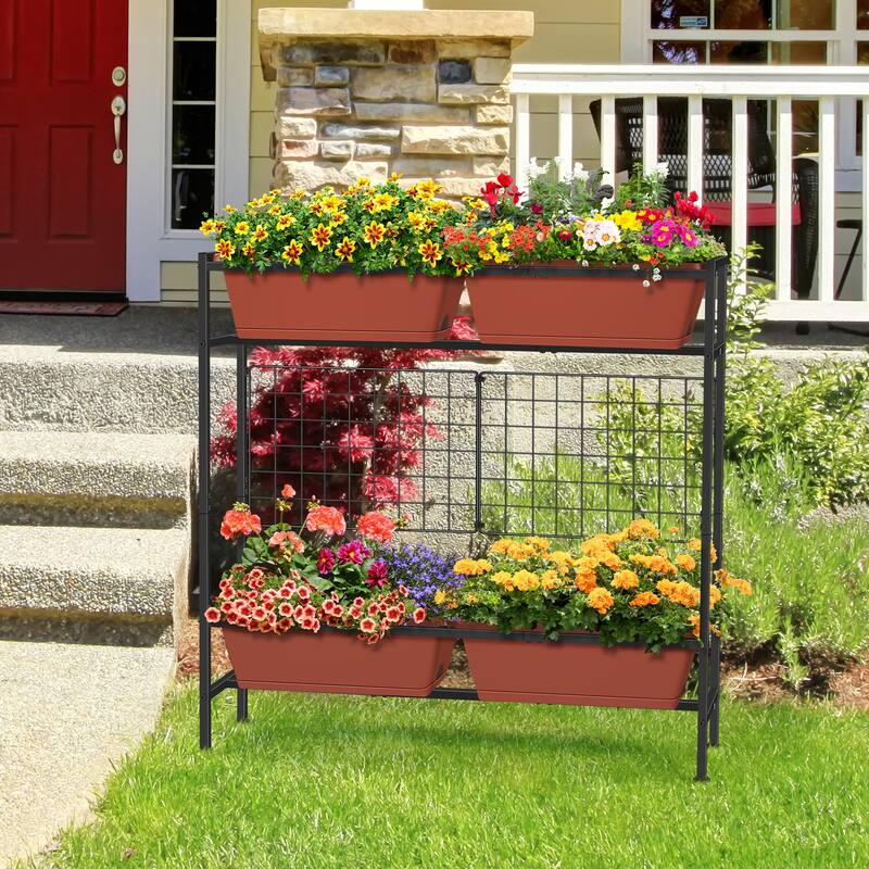 Raised Garden Beds Outdoor Elevated Garden Planter Boxes with Trellis and Legs