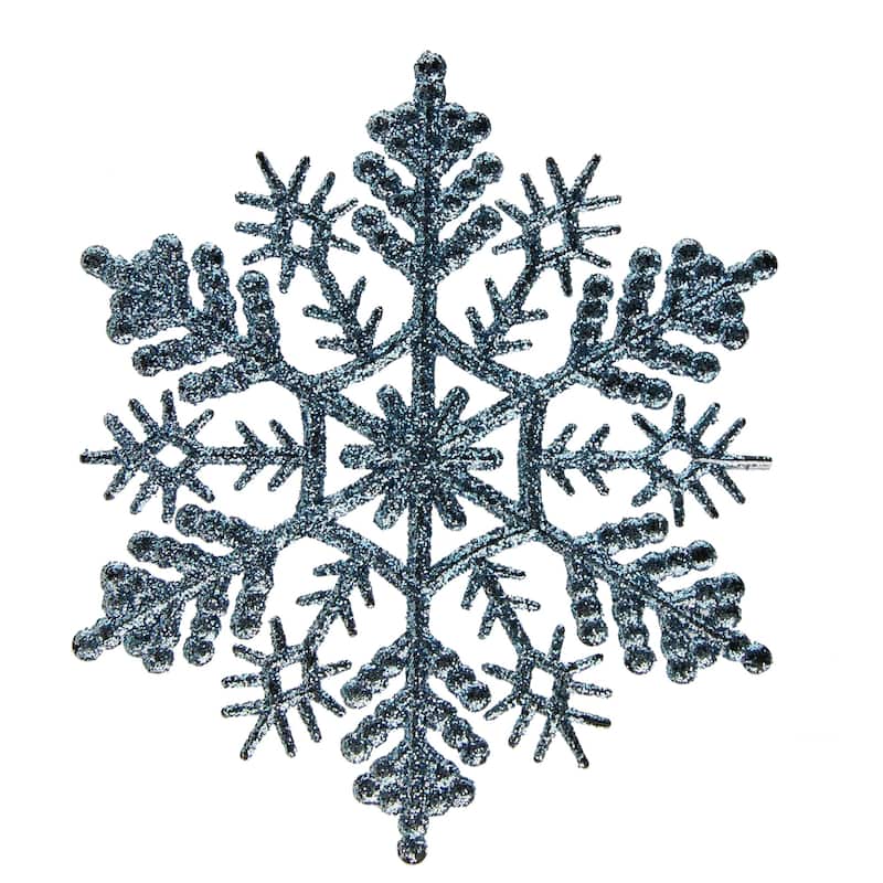 24ct Glittered Snowflake Christmas Ornaments 4"