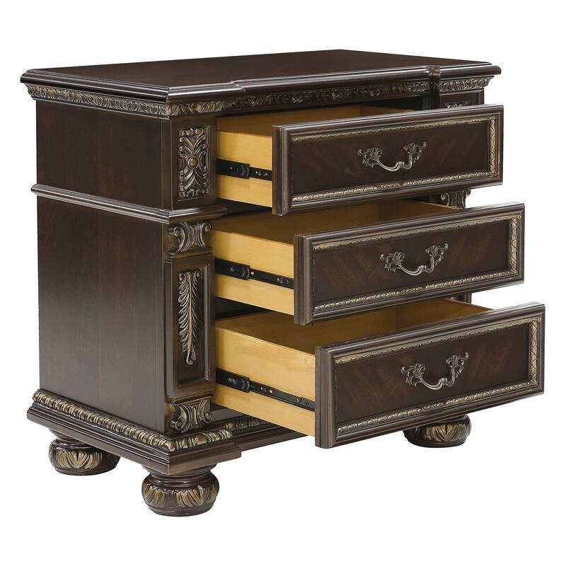 Nightstand of 3x Drawers Formal Style Bedroom Furniture