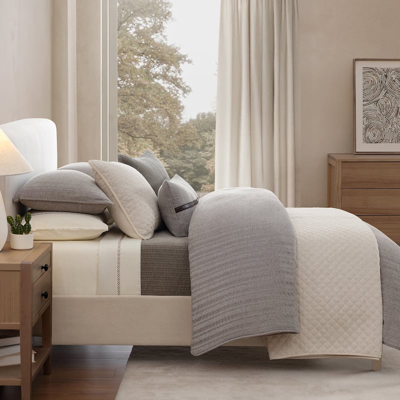 HiEnd Accents Timeless Classic Chenille Herringbone 3 Piece Duvet Cover Set - Taupe - King
