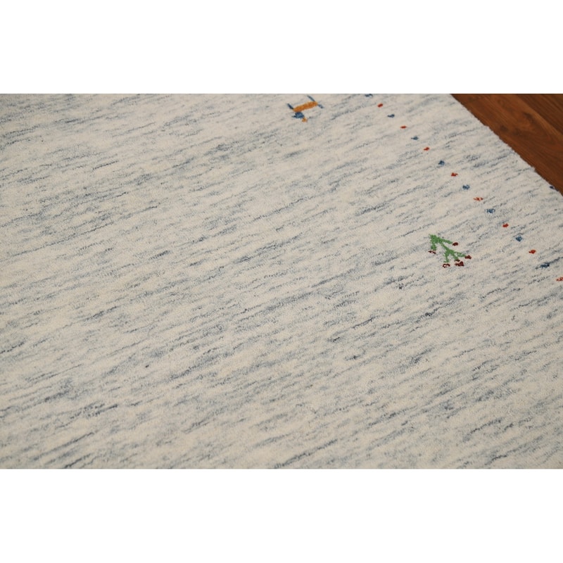 Tribal Gabbeh Oriental Area Rug Handmade Beige Modern Wool Carpet - 4'0" x 5'10"