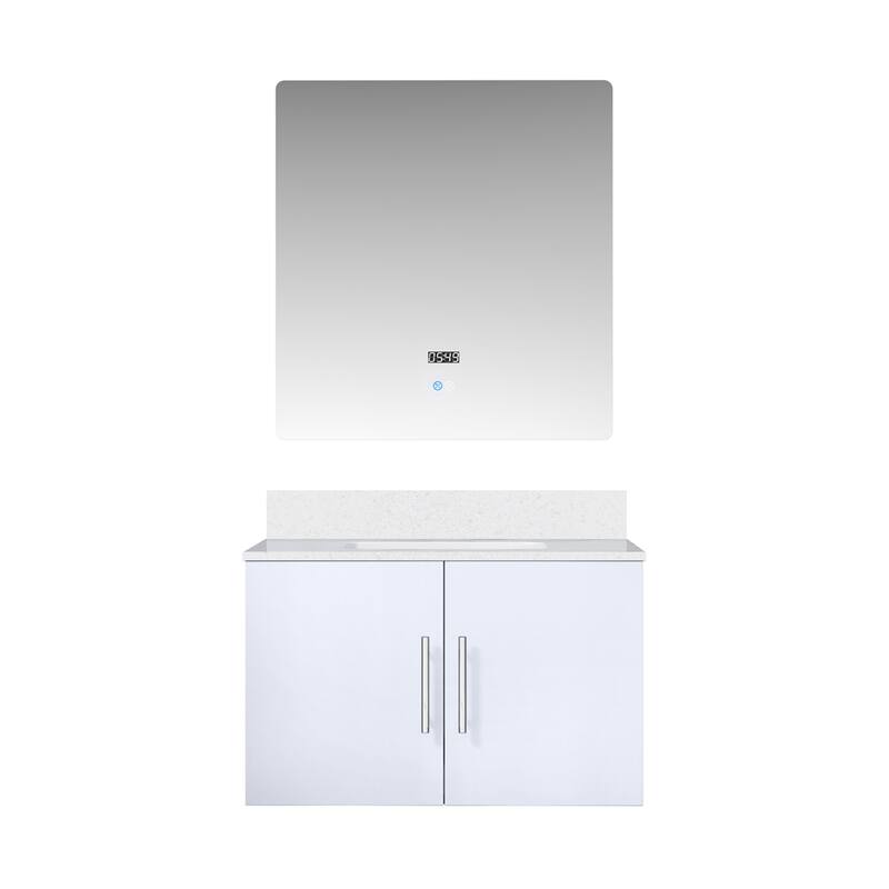 30" Marble Top Bathroom Vanity with Soft-Close Doors, 30" x 32" Mirror & Monte Chrome Faucet - Compact Design - 30 in ,DARK GREY,White Quartz Top - DARK GREY