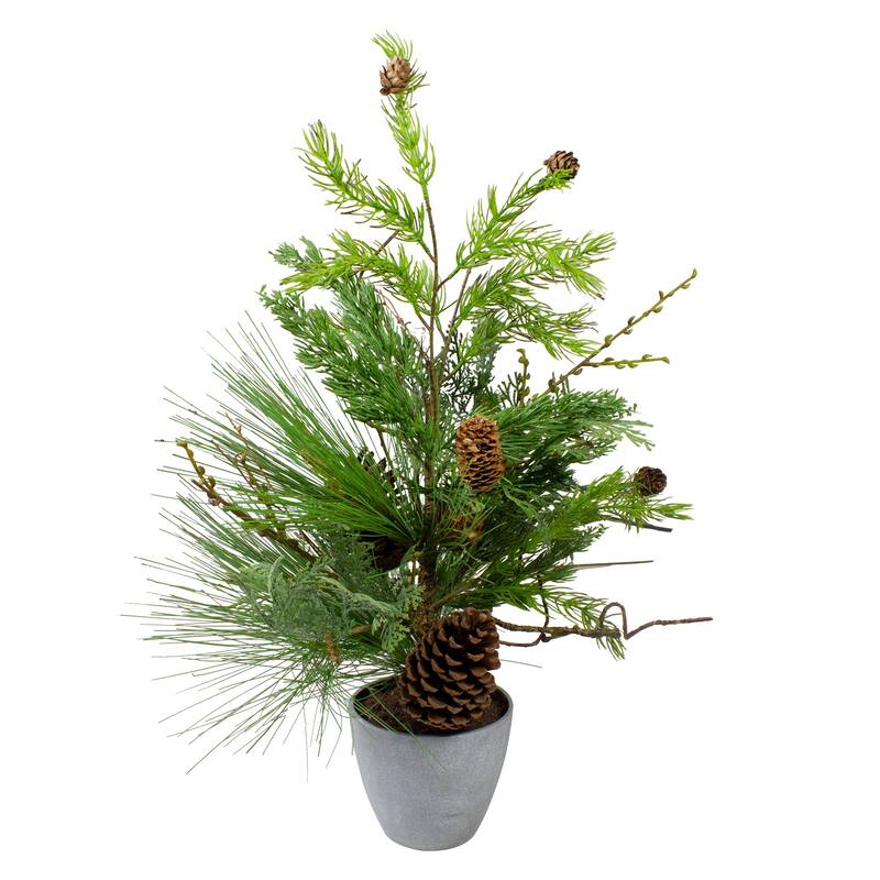 Real Touch™️ Potted Mixed Pine and Cedar Artificial Christmas Tree - 24" - Unlit