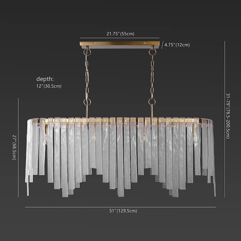 SAFAVIEH Couture Shifra 78" Glass Chandelier - 51" W x 12" D x 78" H - Gold/Clear