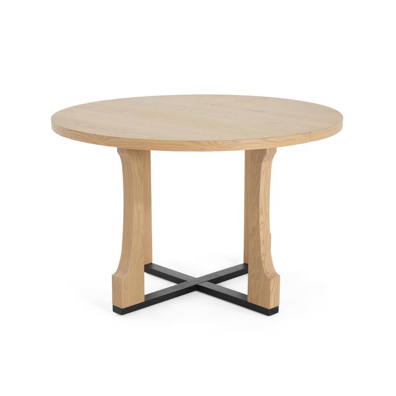 Round Farmhouse Dining Table with Scratch-Resistant Top Kitchen Table with Waterproof Finish for Dining Room