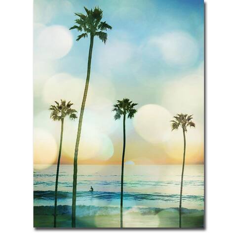 Sunset Surfer by Devon Davis Gallery Wrapped Canvas Giclee Art (32 in x 24 in)
