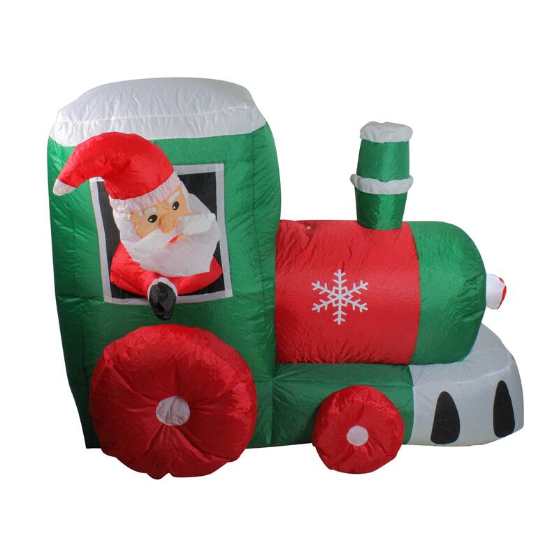 4.5' Inflatable Santa on Locomotive Train Lighted Christmas Decoration