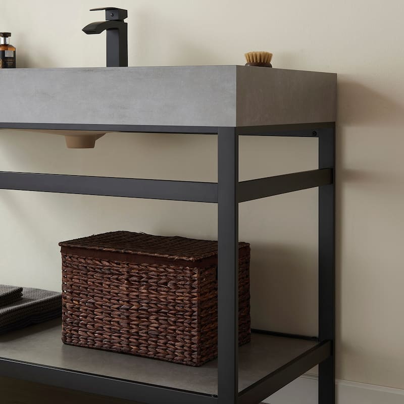 Funes 48" Single Vanity, Metal Support with Stone Top and Mirror - 48''x22''
