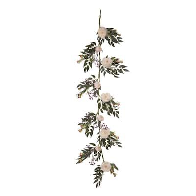 Transpac Synthetic Fabric 60 in. Multicolor Spring Blossom and Berry Garland
