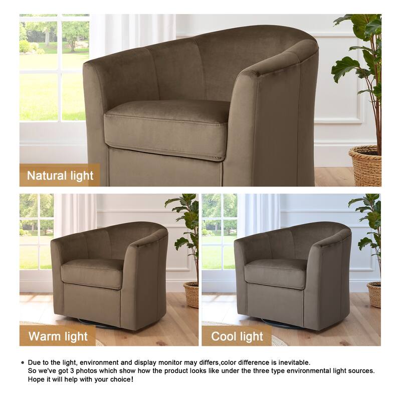 Set of 2 Velvet Swivel Accent Chairs Barrel Chairs with Plush Cushion