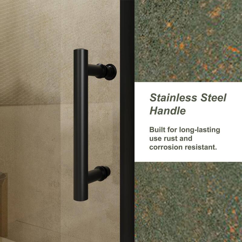 60"Wx72"H Single Sliding Shower Door,1/5" Thick Clear Tempered Glass