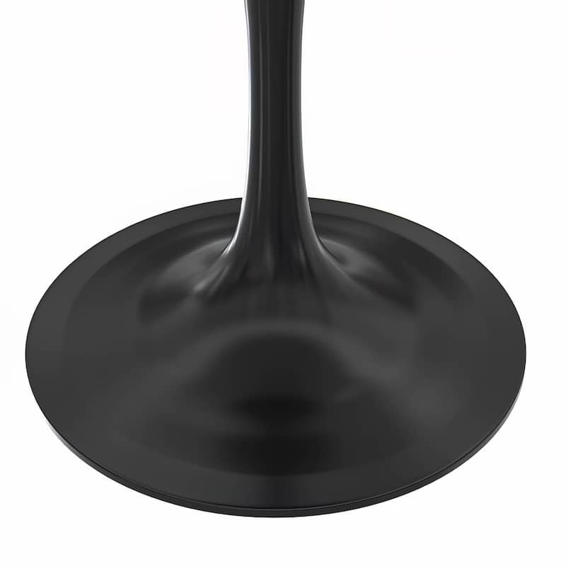LeisureMod Verve Modern Round Dining Table with Resin TableTop and Black Pedestal Base for Kitchen & Dining Room