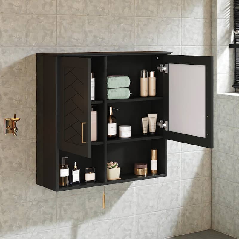 30 Inch Wall Mounted Bathroom Medicine Cabinet with Mirror, Adjustable Shelves, Soft Close Doors