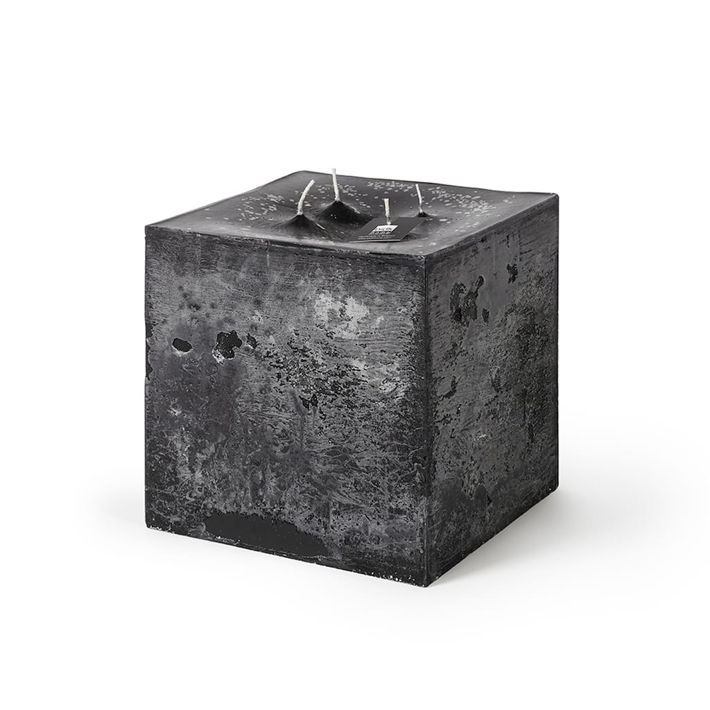 Square 4-Wick Pillar Candle 7.85"x7.85"x7.85" Black- ST