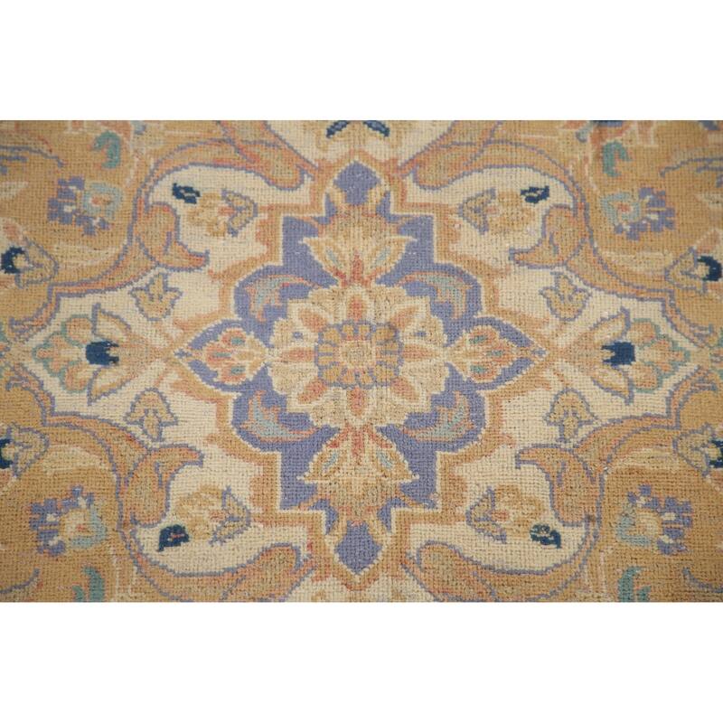 Hand Knotted Oriental 100% Wool Carpet Traditional Floral Oranges & Rust Mashad Area Rug - 11' 8'' X 7' 11''