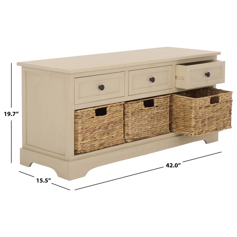 SAFAVIEH Ara Grey 3-Drawer Storage Unit - 42.1" x 15.4" x 19.7" - 42"W x 15"D x 20"H