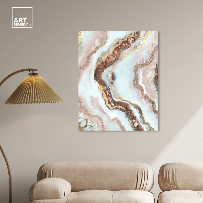 Art Remedy Blush Geode Gallery Wrapped Mineral, Agate & Geode 1 Piece Canvas Wall Art
