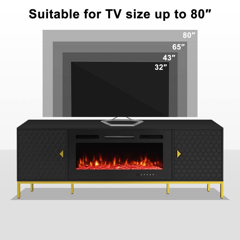 70" Wood Fireplace TV Stand with 36" Electric Fireplace