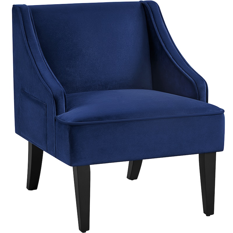 Yaheetech Modern Velvet Fabric Accent Chair with Rubber wood Legs