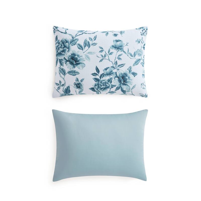 Martha Stewart Vivian Floral Cotton Blue Comforter Set