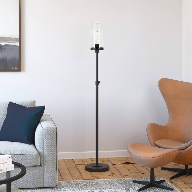 Frieda Floor Lamp - Blackened Bronze with Seeded Glass