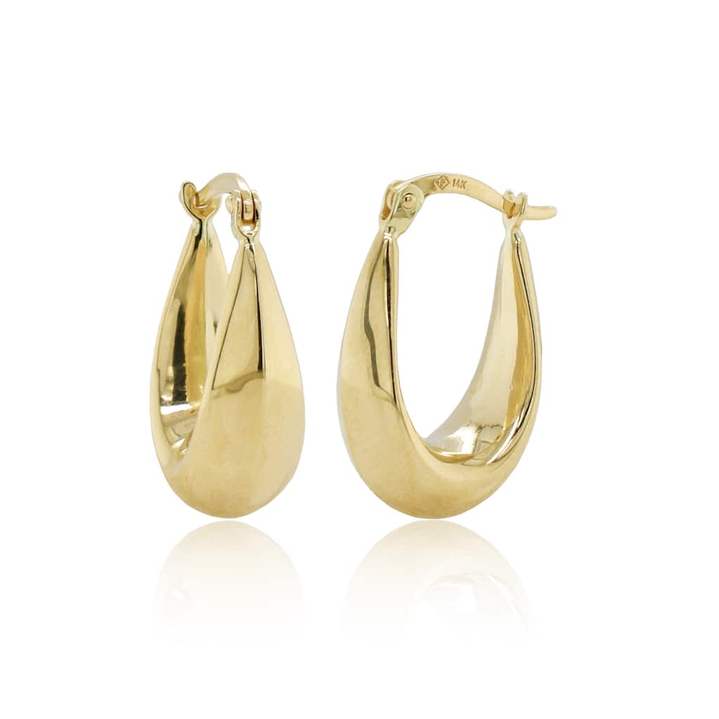 Joelle Collection Gold Oval Hoop Earrings 14K Yellow Gold