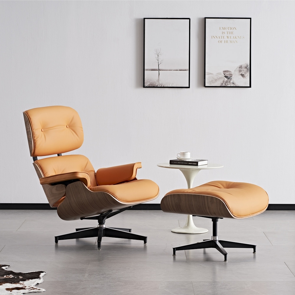 Orange leather best sale lounge chair