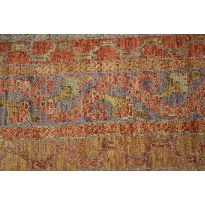 Hand Knotted Oriental 100% Wool Carpet Traditional Geometric Multi-Colored Ziegler Area Rug - 9' 10'' X 7' 10''