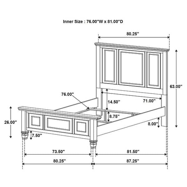 dimension image slide 20 of 27, Sandy Beach Bedroom Set Cream White