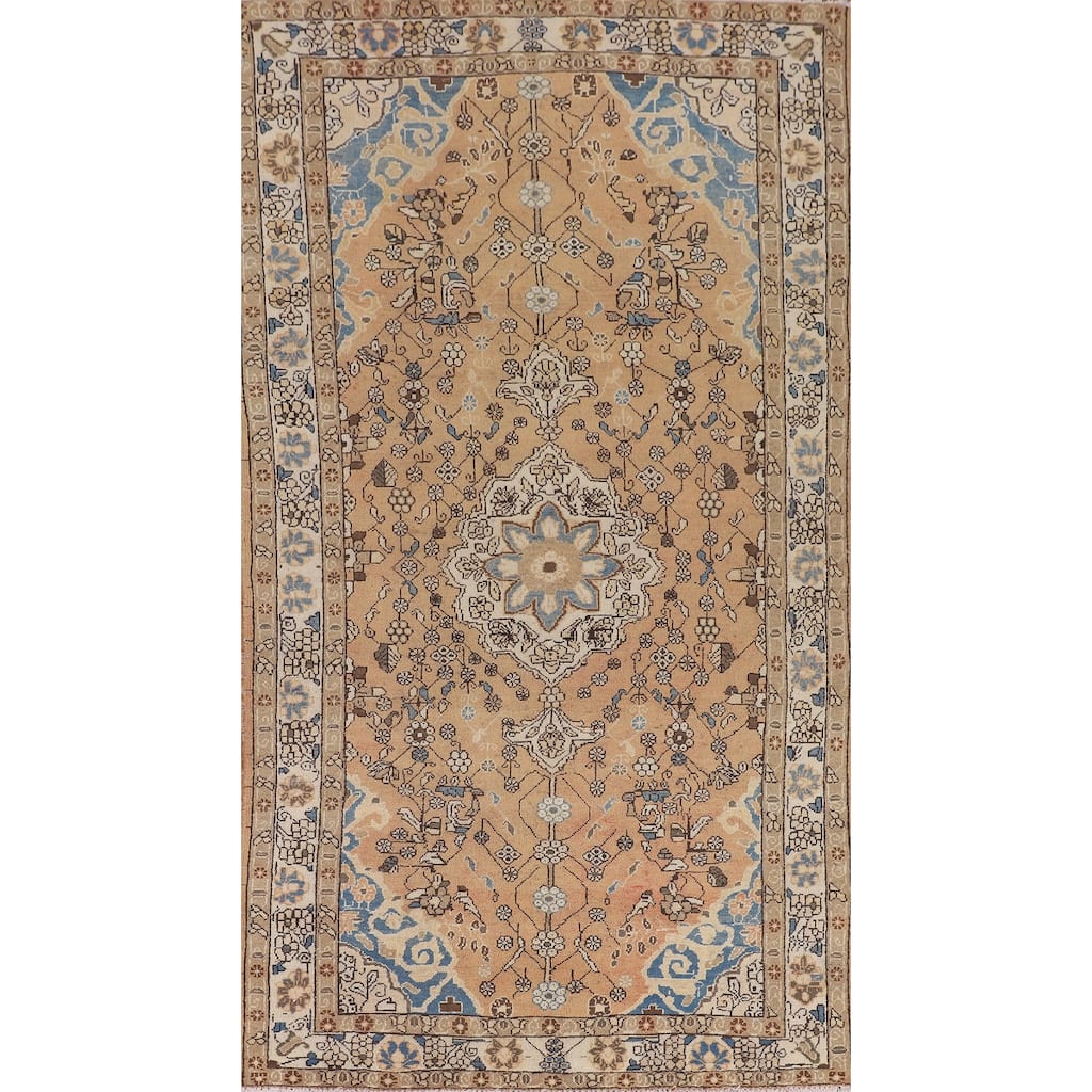 Floral Mahal Persian Vintage Area Rug Hand-Knotted Wool Carpet - 5'3" x 10'3"