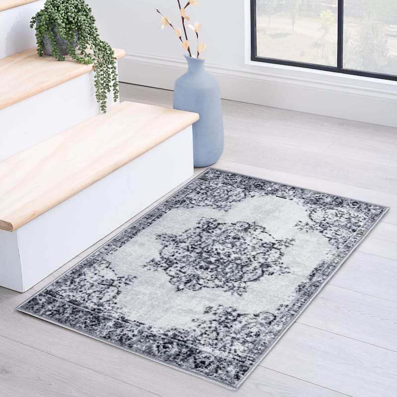 Superior Alsten Printed Non-Slip Indoor Area Rug - 2' x 3' - Grey