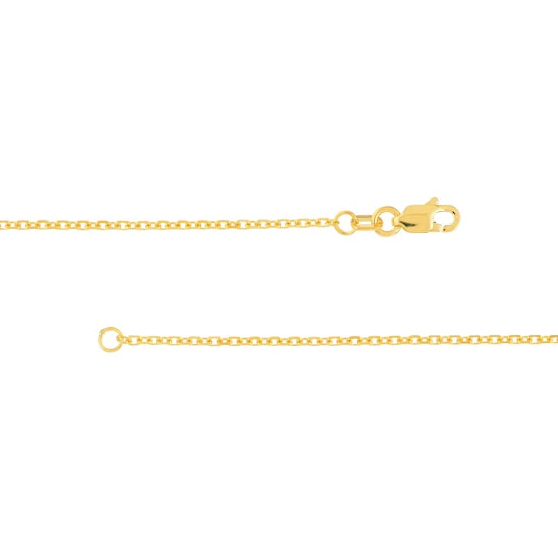 Curata 14k Yellow Gold 1.5mm Diamond Cut Cable Chain Necklace (Lobster)