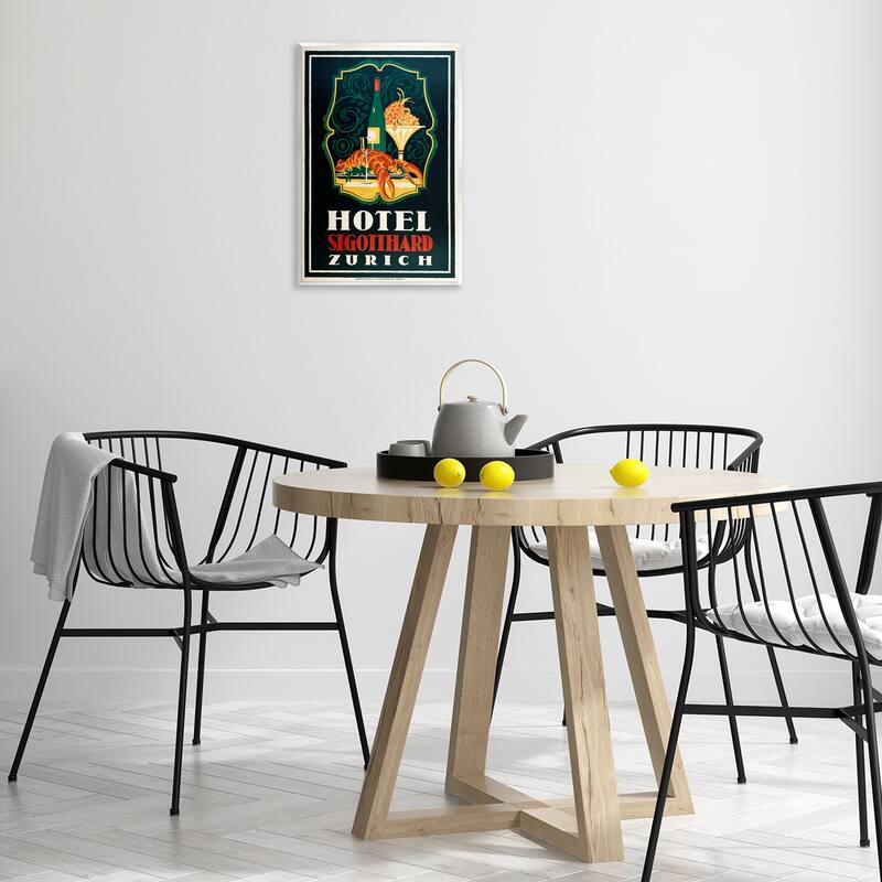 Stupell Vintage Hotel Zurich with Lobster Wall Plaque Art Design By Marcus Jules