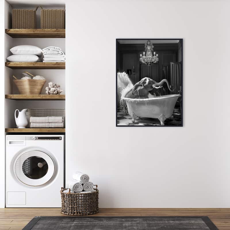 Big Elephant Splash by Niky Rahner Framed Canvas Wall Art