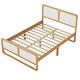 preview thumbnail 5 of 6, Full Size Solid Wood Platform Bed with White Headboard, Modern Minimalist Design, No Box Spring Needed