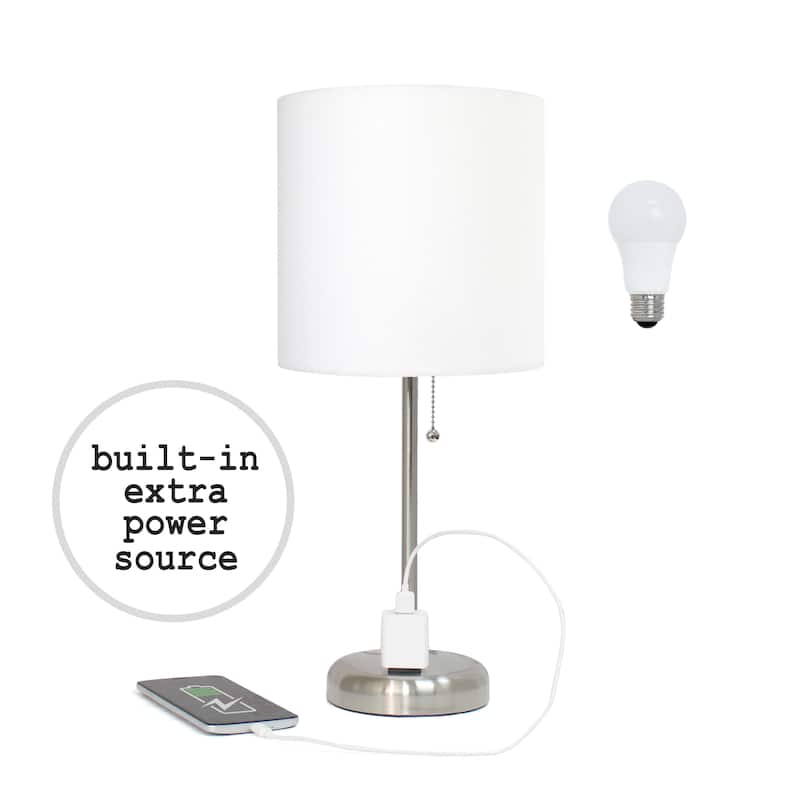 Simple Designs 9.5" Desk Lamp with Charging Outlet and LED Bulb Included - 19.50