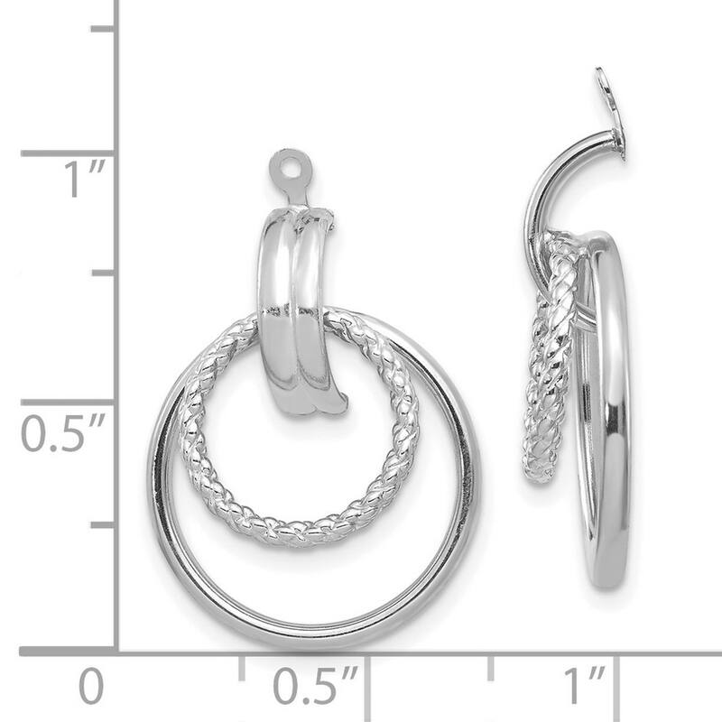 Curata 14k White Gold Polished Twisted Earrings - with Jackets 21x22mm