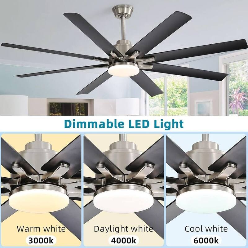 52/60/66 Inch Downrod Ceiling Fan with Light,Plywood Blades,Reversible DC Motor