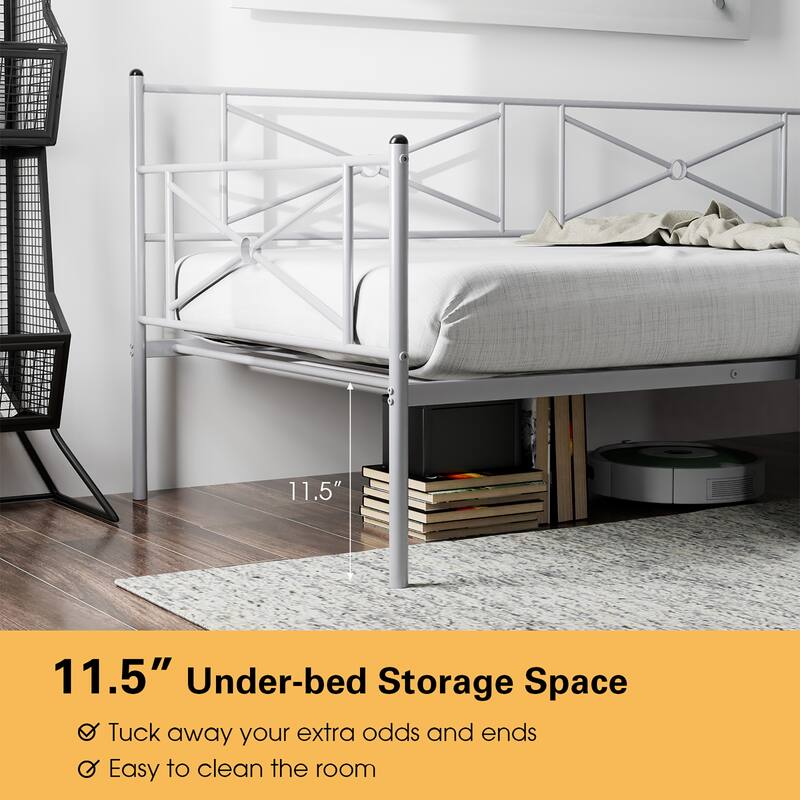 Costway Metal Daybed Frame Twin Size Slat Support Mattress Foundation