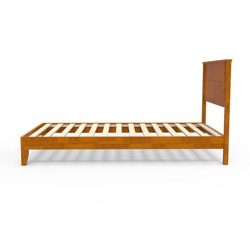 Twin Size Deluxe Bed Frame with Headboard with Solid Wood, No Box Spring Needed, Easy Assembly, White