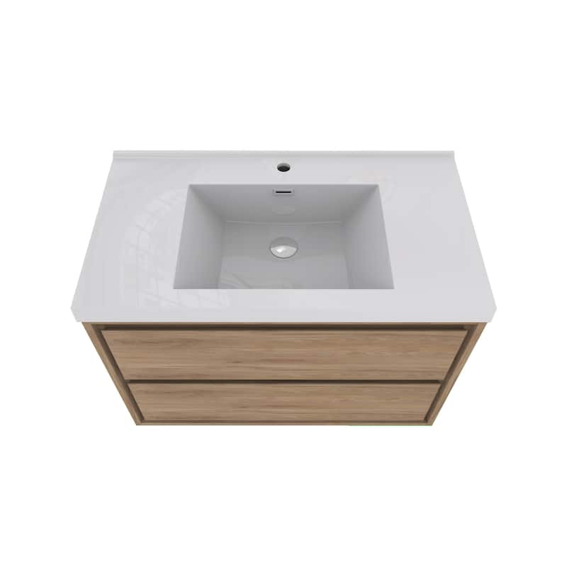 Sage 36" wall mounted bathroom vanity with single basin acrylic top