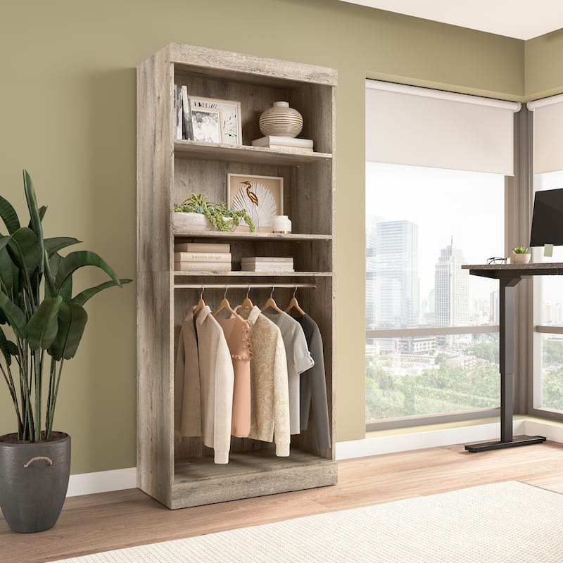 Pur 36W Closet Organizer, Home Organization Wardrobe by Bestar - Rustic Brown