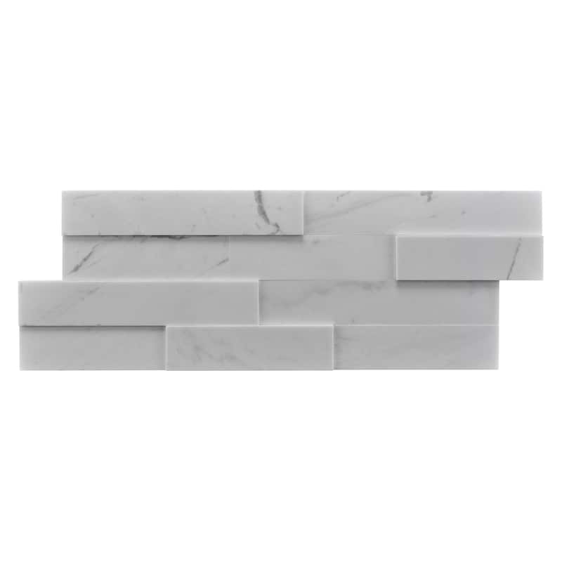 Cliffside 8 in. x 22 in Panel and 8 in. x 24 in. Corner Honed Marble Wall Tile
