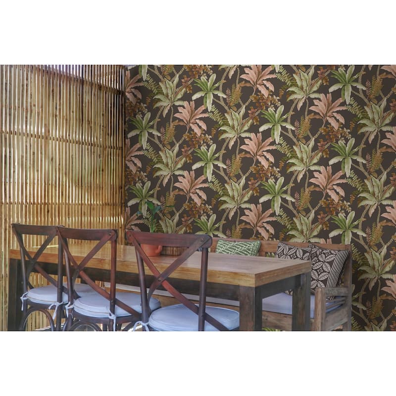 Trailing Palm Non-Pasted Wallpaper – 396in. x 21in. – Covers 56 square feet