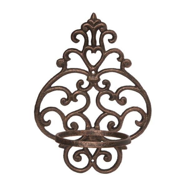 slide 2 of 3, Transpac Metal 13 in. Brown Spring Wide Wall Plant Holder