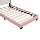 preview thumbnail 19 of 57, Upholstered Platform Bed w/ Crown Headboard, Leather Princess Bed Frame with Wood Slats Support for Kids Teens