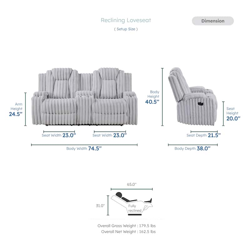 Brynda Corduroy 2-Piece Manual Double Reclining Sofa Sets